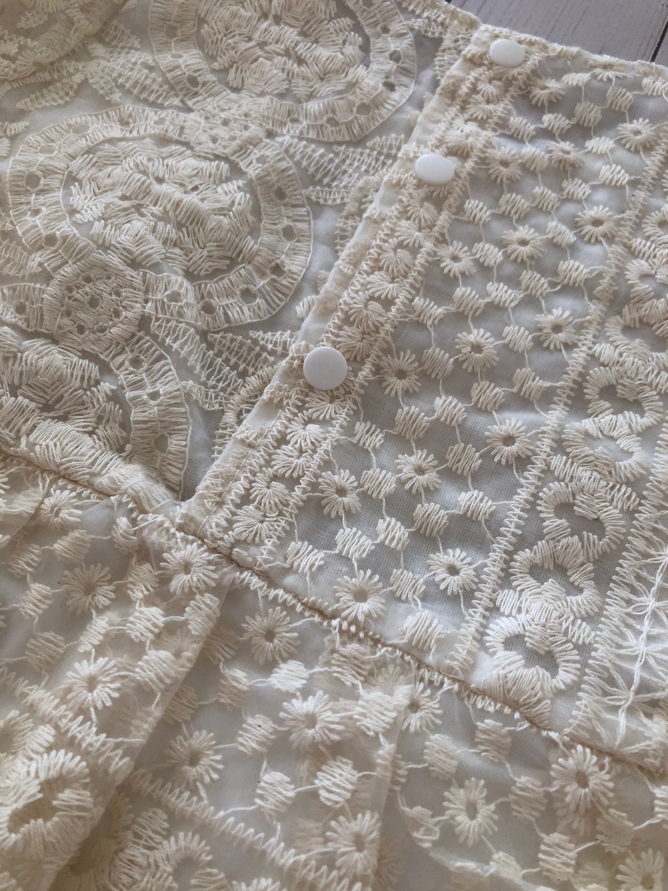 28 - Cream Lace Baby Romper