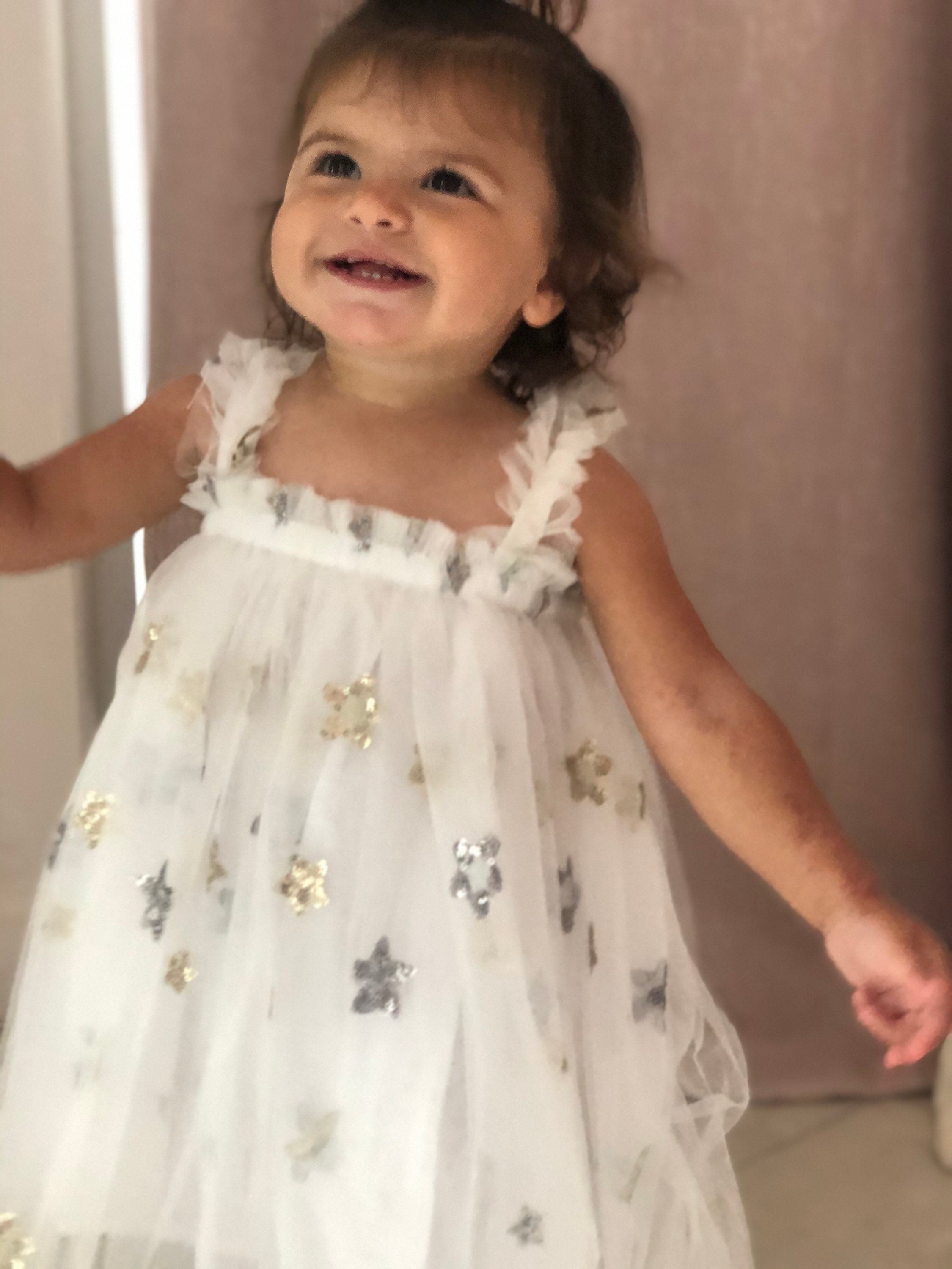 54 - Stars White Baby Dress
