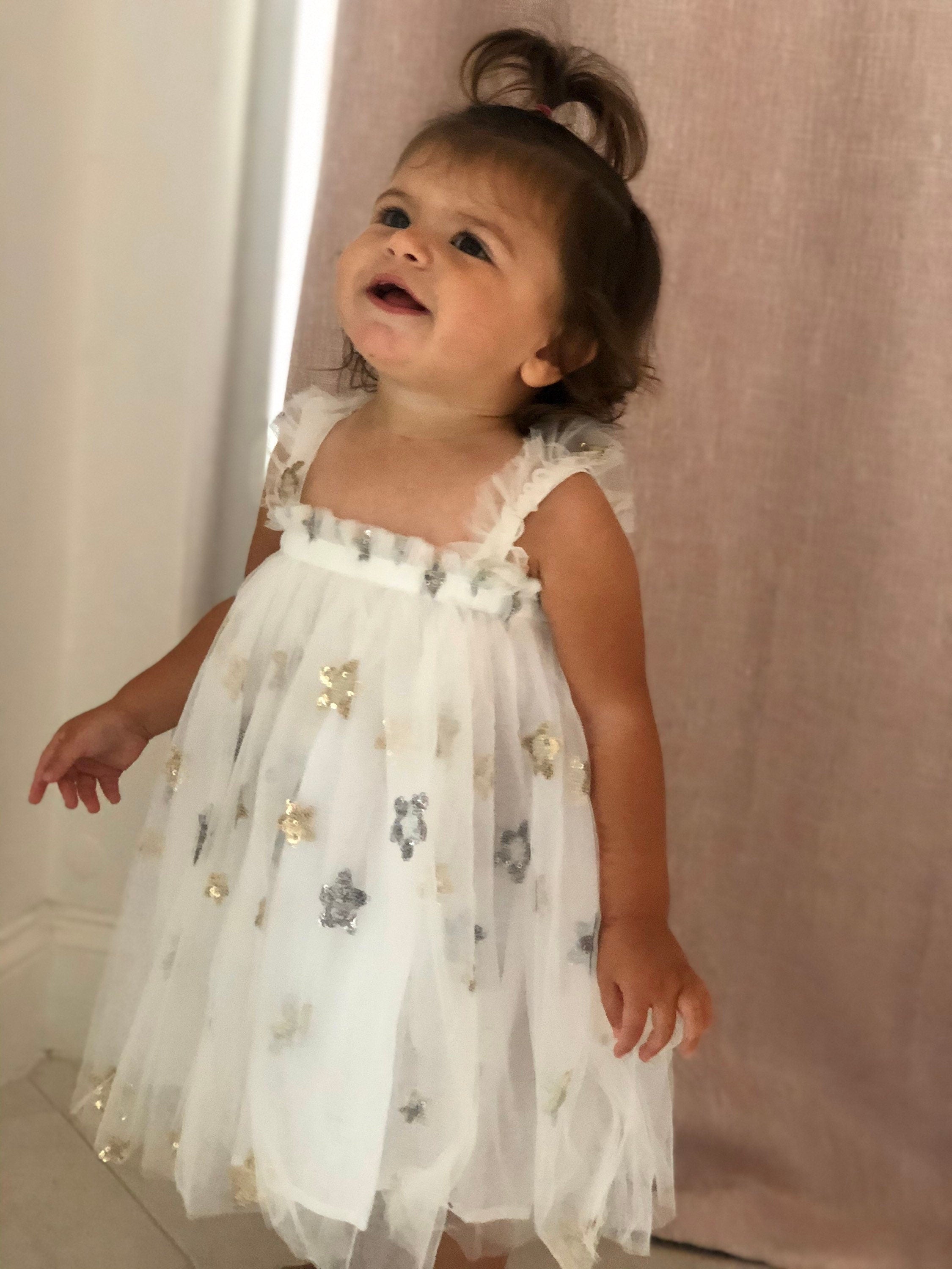54 - Stars White Baby Dress