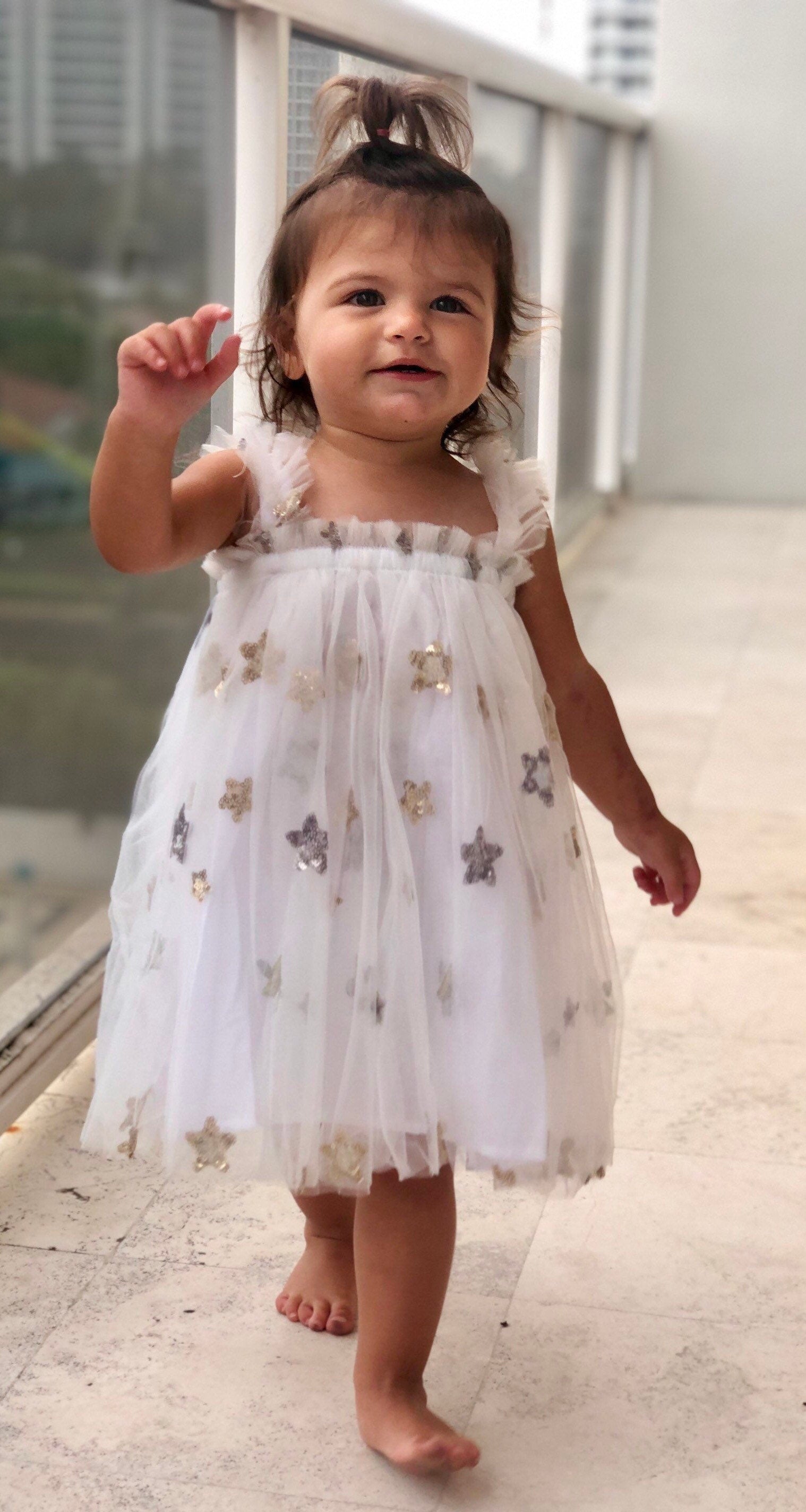 54 - Stars White Baby Dress