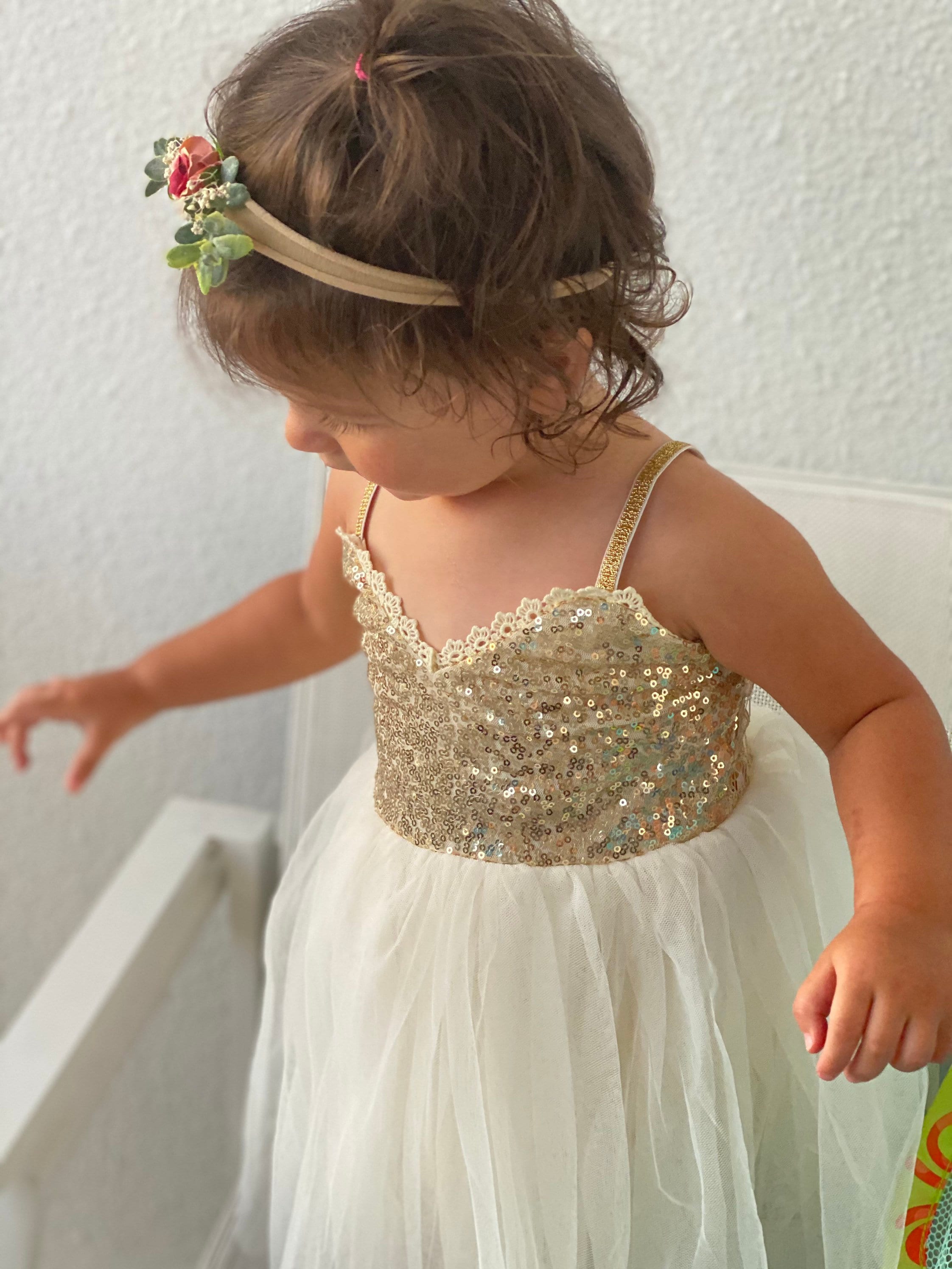 44 - Sequins and Tulle Gold Dress