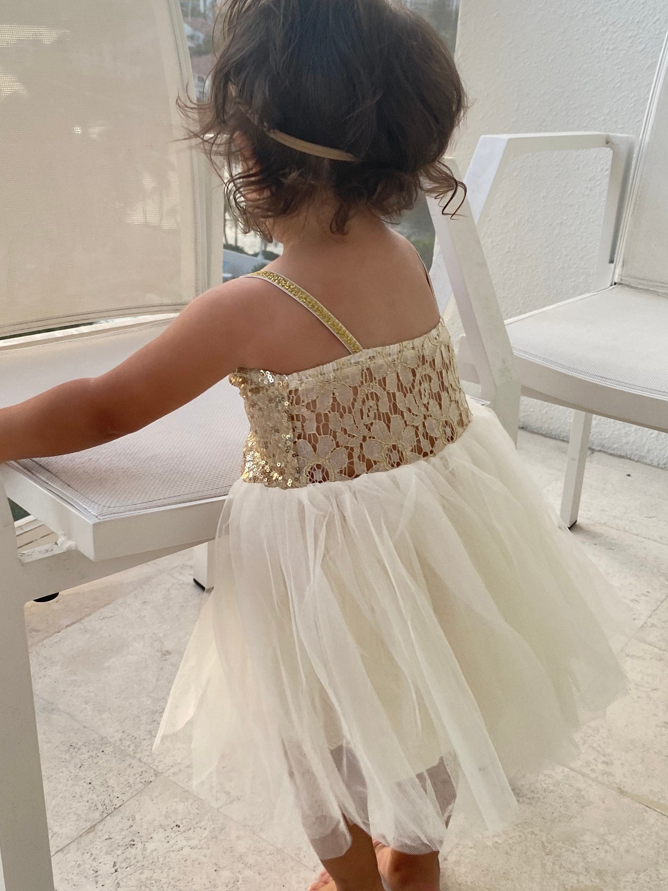 44 - Sequins and Tulle Gold Dress
