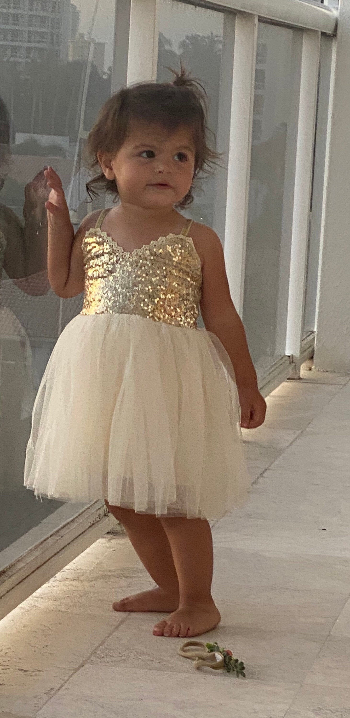44 - Sequins and Tulle Gold Dress