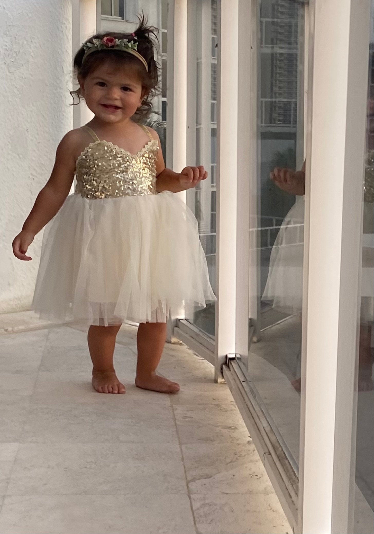 44 - Sequins and Tulle Gold Dress