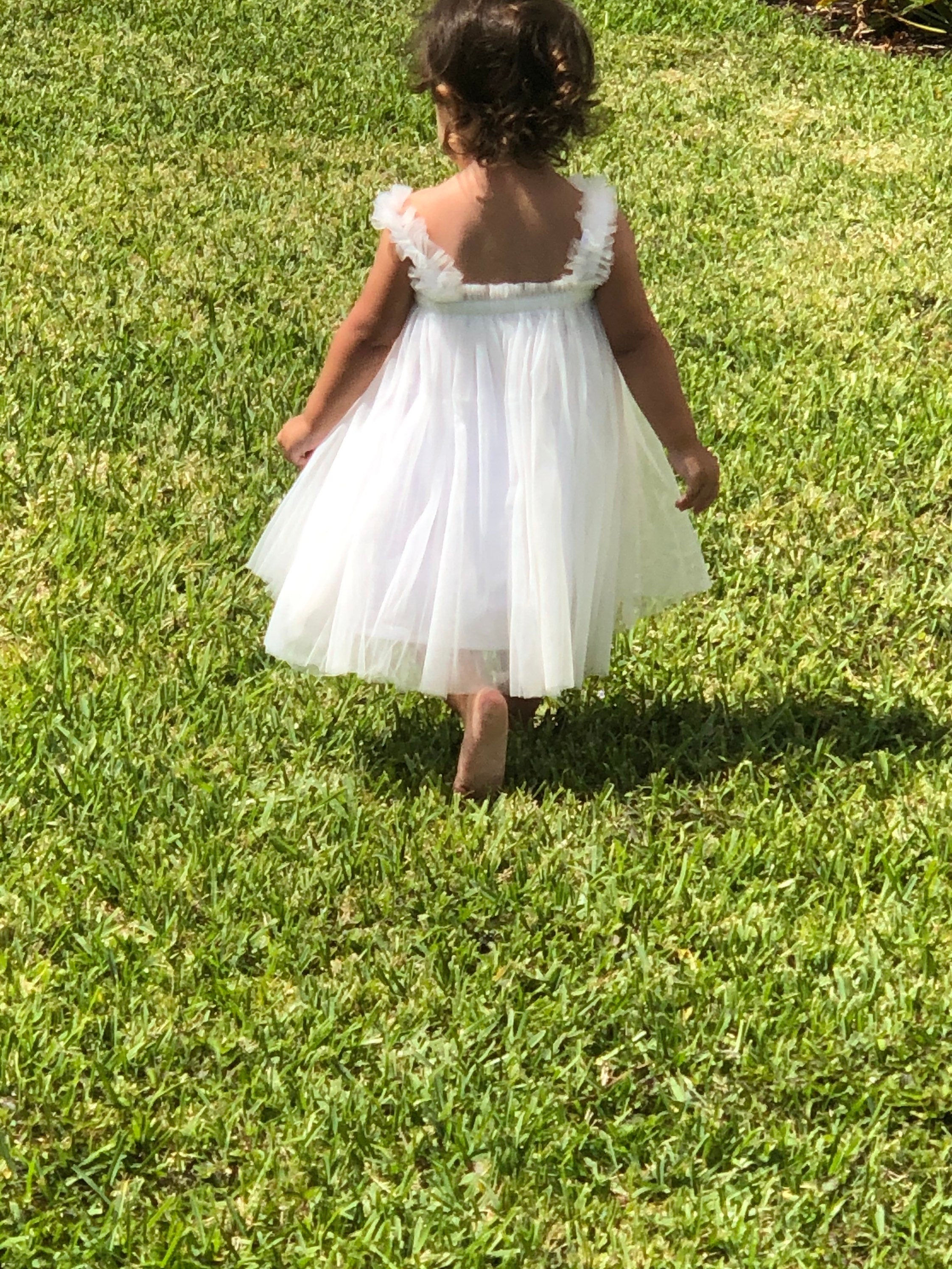 100 - Plain White Flower Girl Tulle Dress