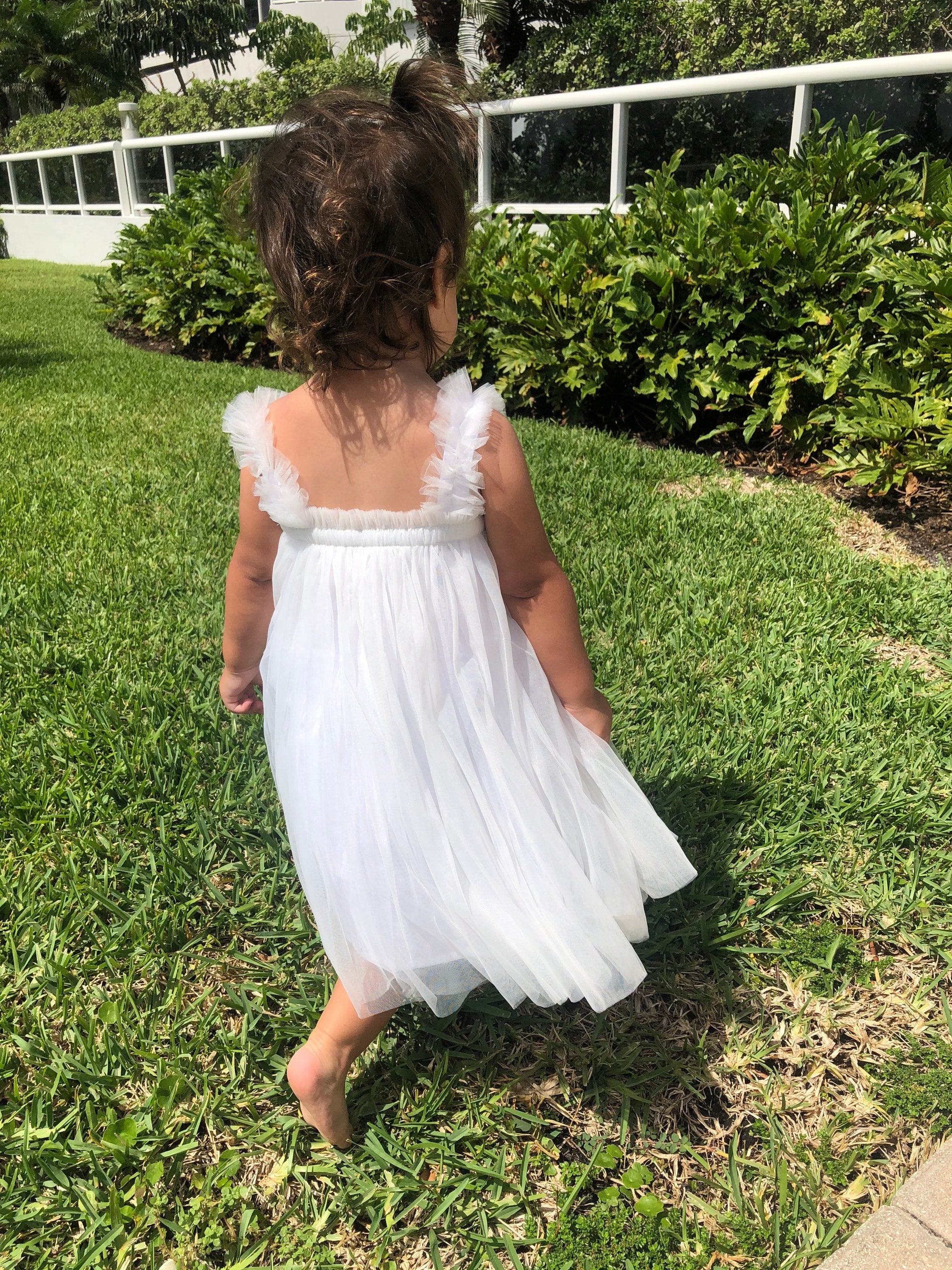 100 - Plain White Flower Girl Tulle Dress