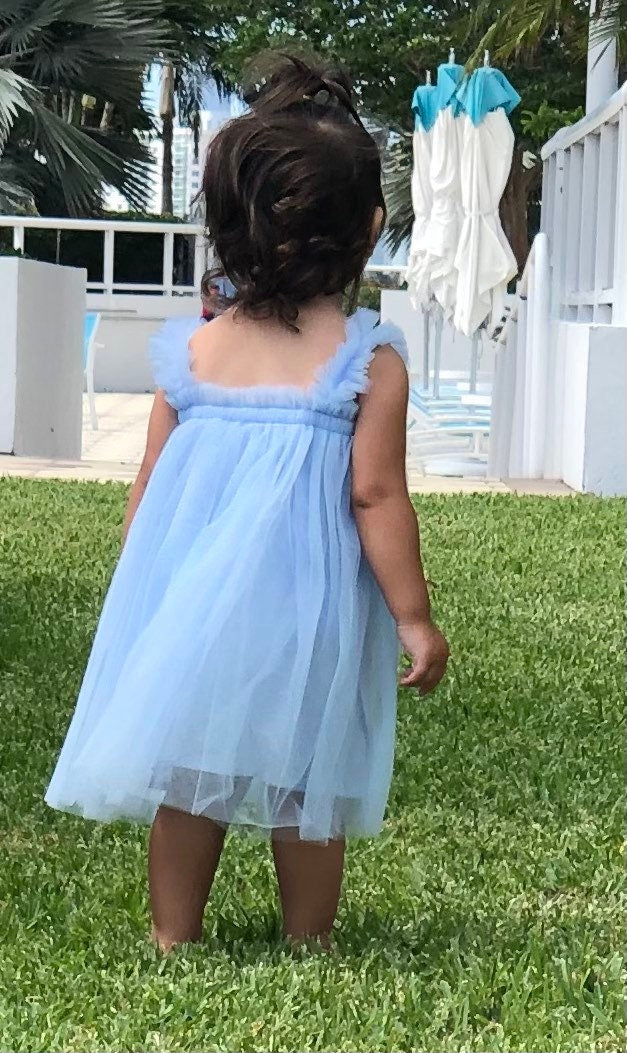 109 - Plain Light Blue Tulle Dress