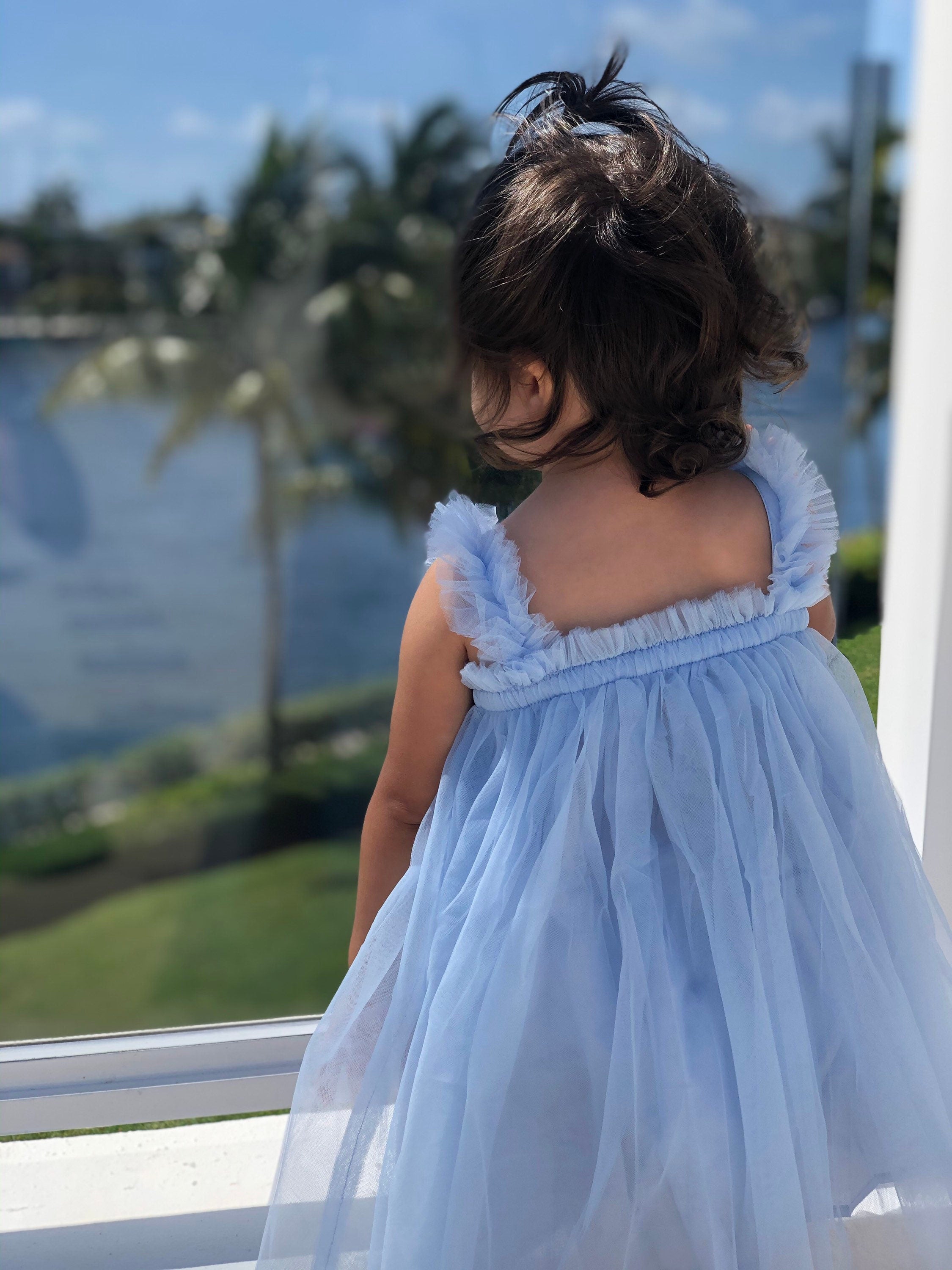 109 - Plain Light Blue Tulle Dress