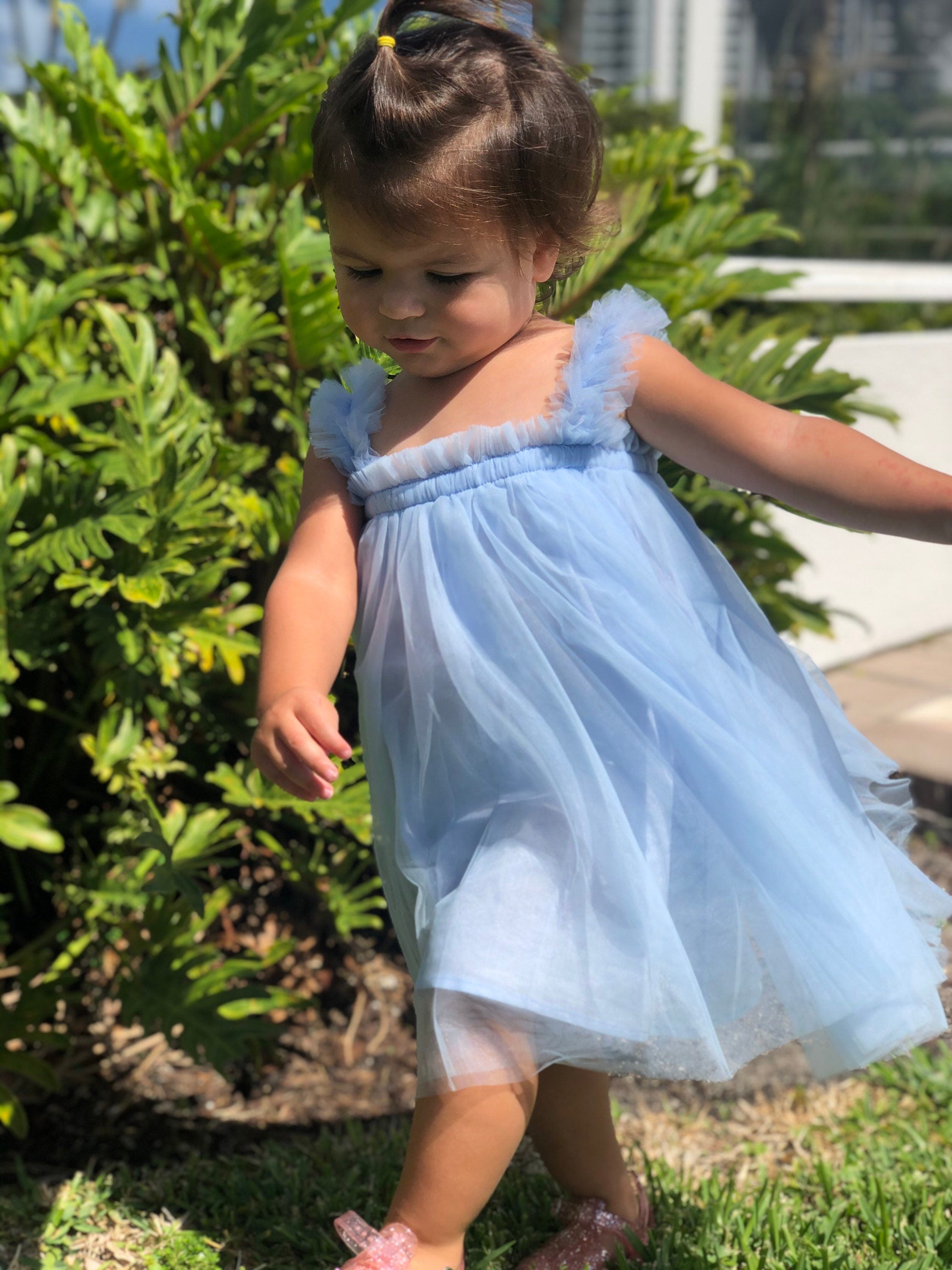 109 - Plain Light Blue Tulle Dress