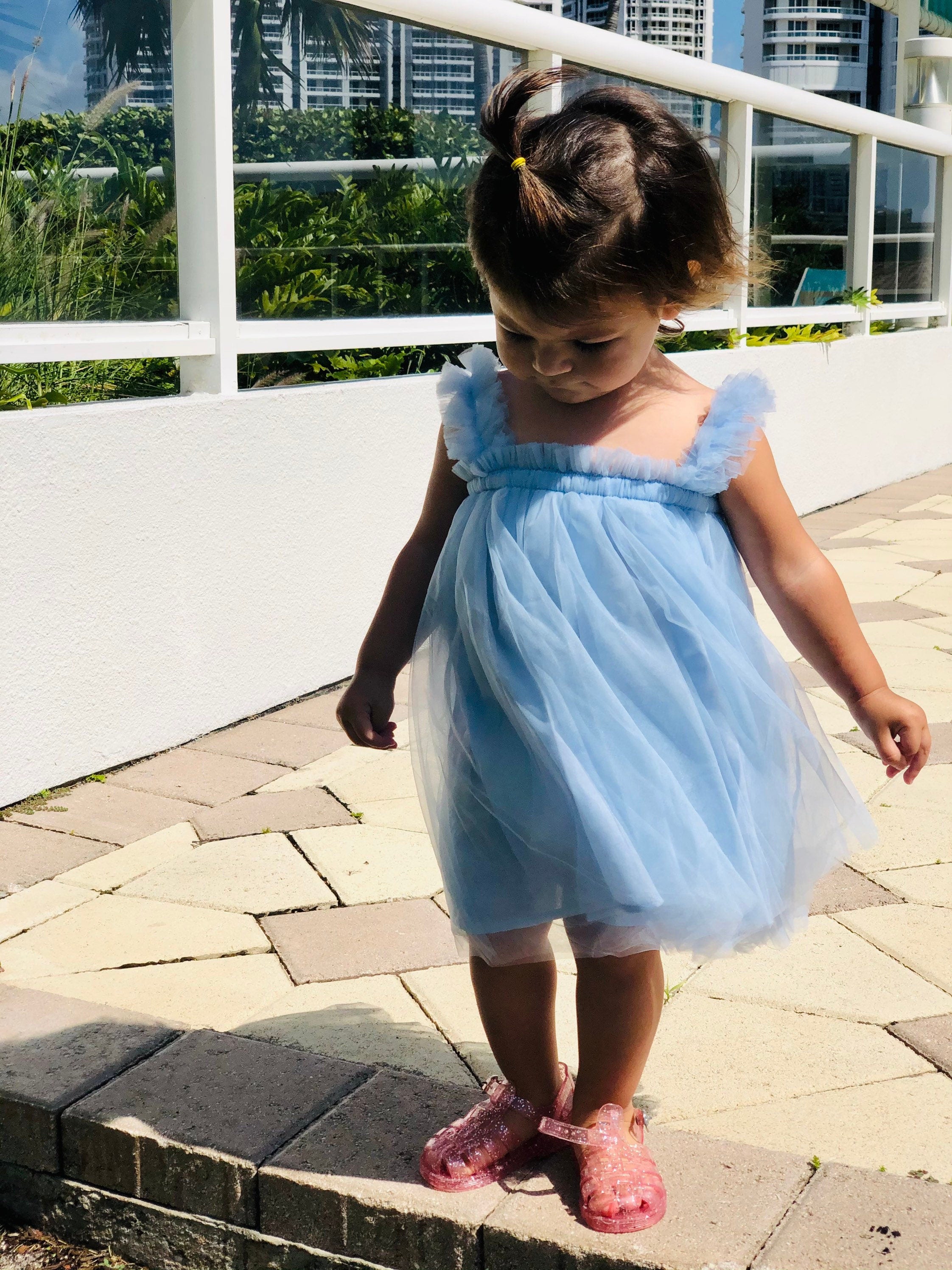 109 - Plain Light Blue Tulle Dress