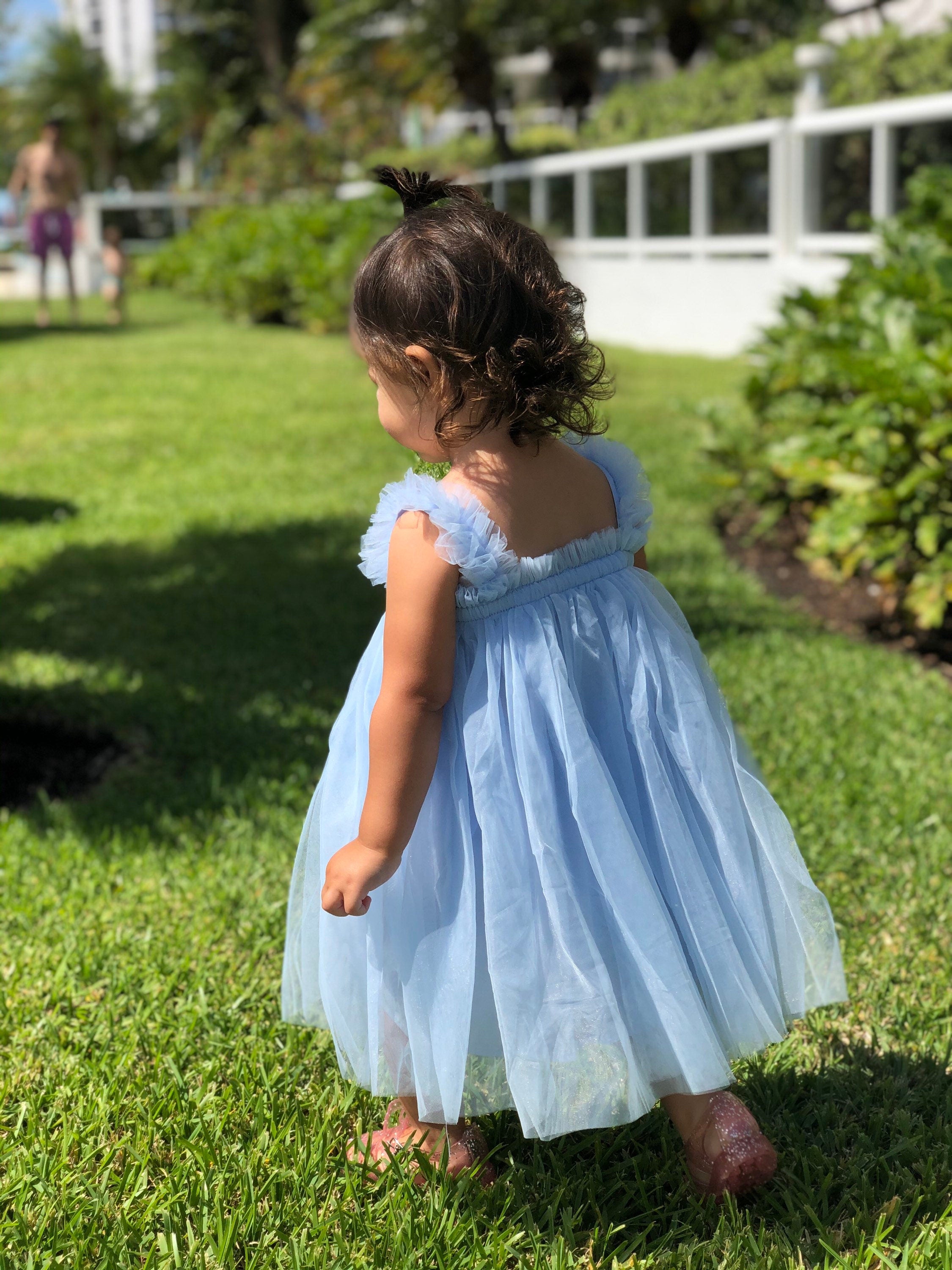 109 - Plain Light Blue Tulle Dress