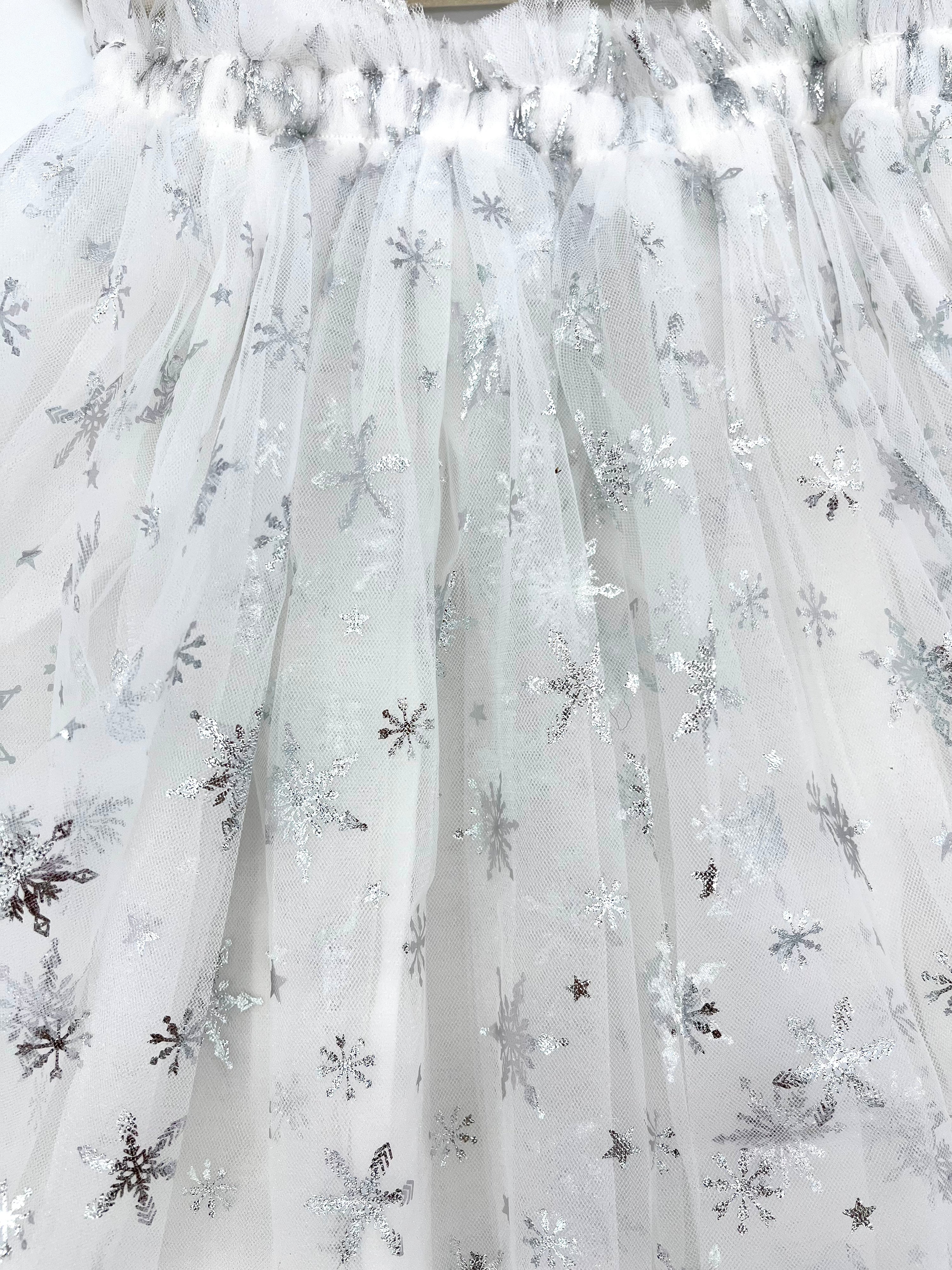 31 - White Dress with silver Snowflakes