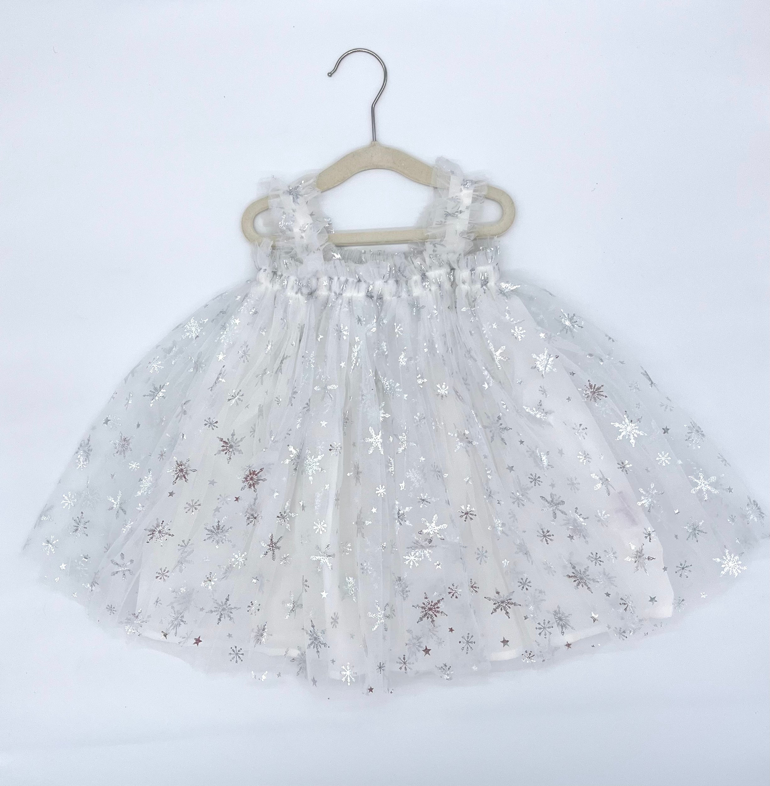 31 - White Dress with silver Snowflakes