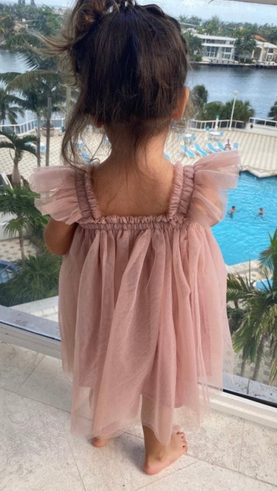 102 - Plain Mauve Ruffle Princess Tulle Dress