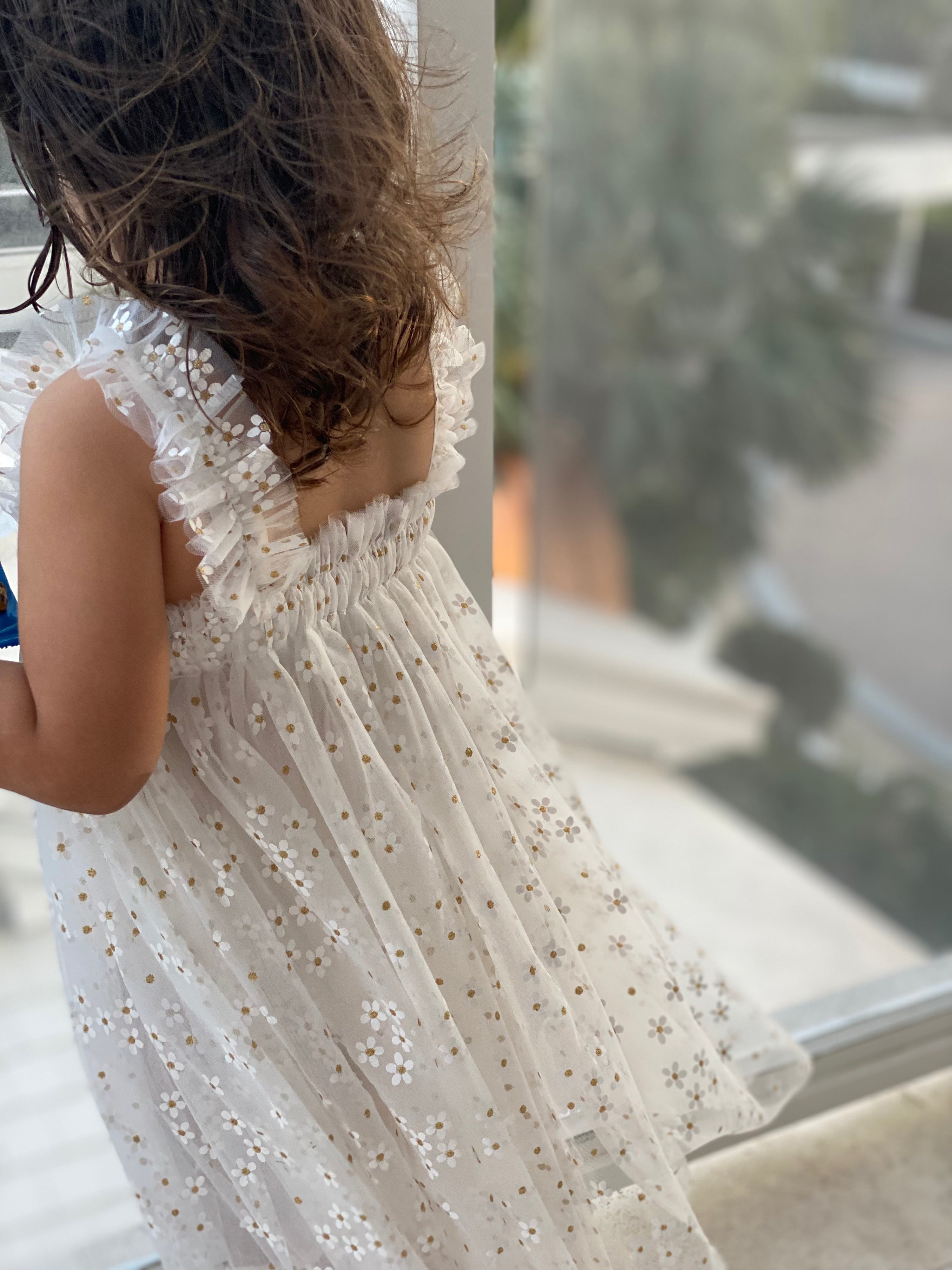 07 - White Tulle Dress with Golden Daisies