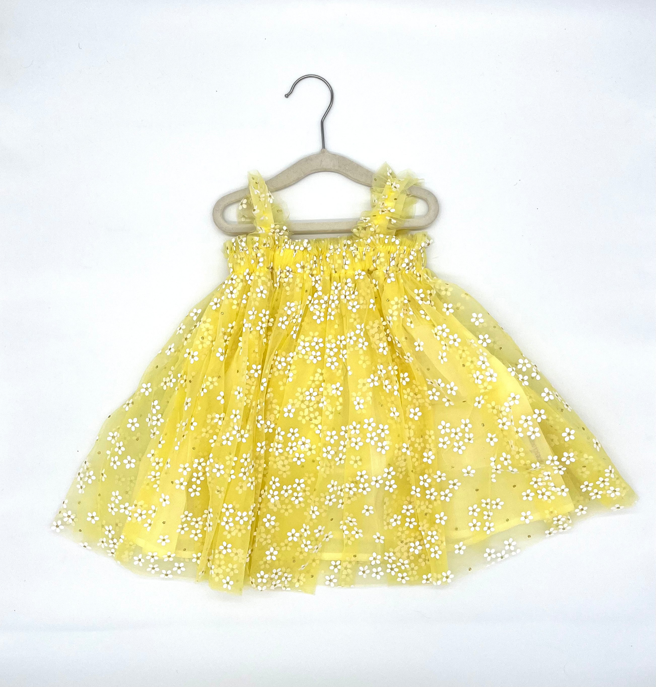 08 - Baby Yellow Tulle Dress with Golden Daisy