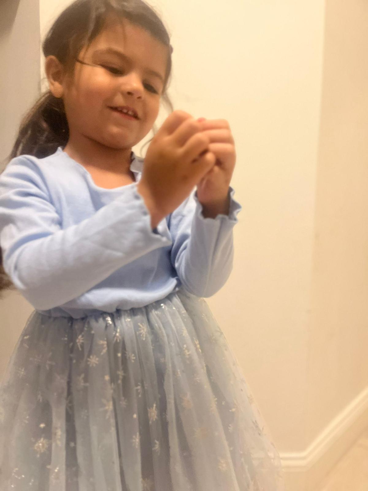 Blue Dress with Snowflakes Tutu Long Sleeves