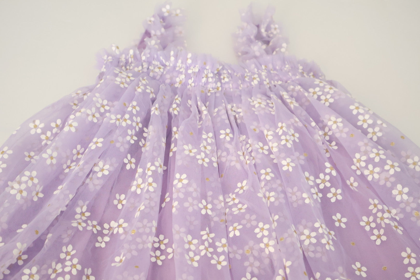 Purple Tulle Dress with Golden Daisies