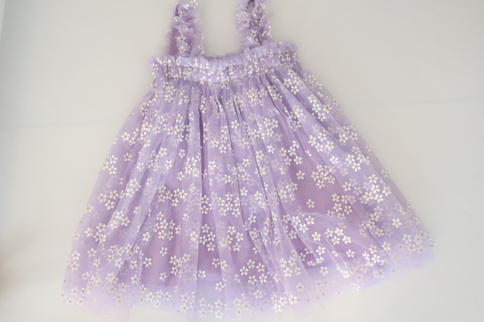 Purple Tulle Dress with Golden Daisies