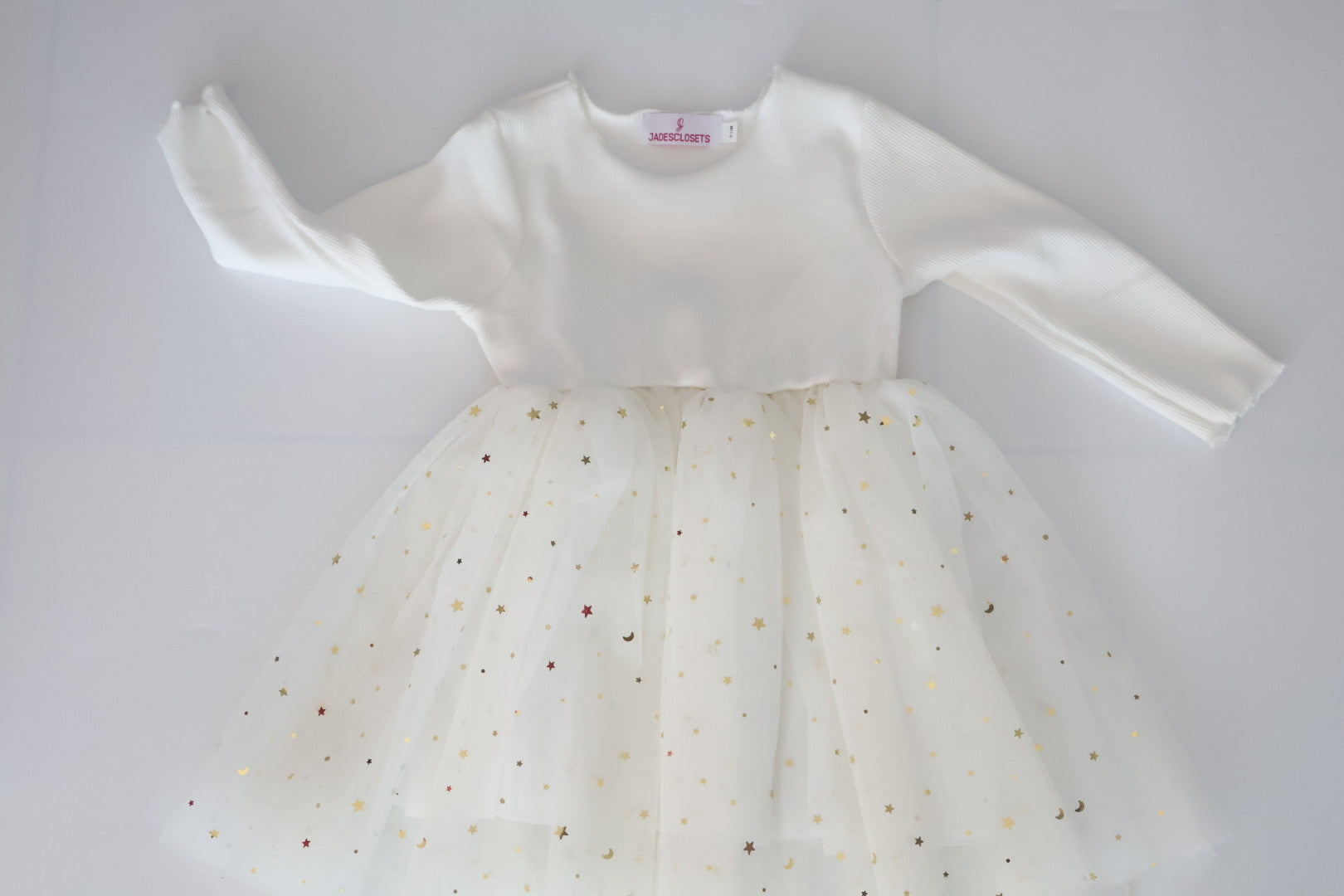 White Dress with Stars Tutu Long Sleeves