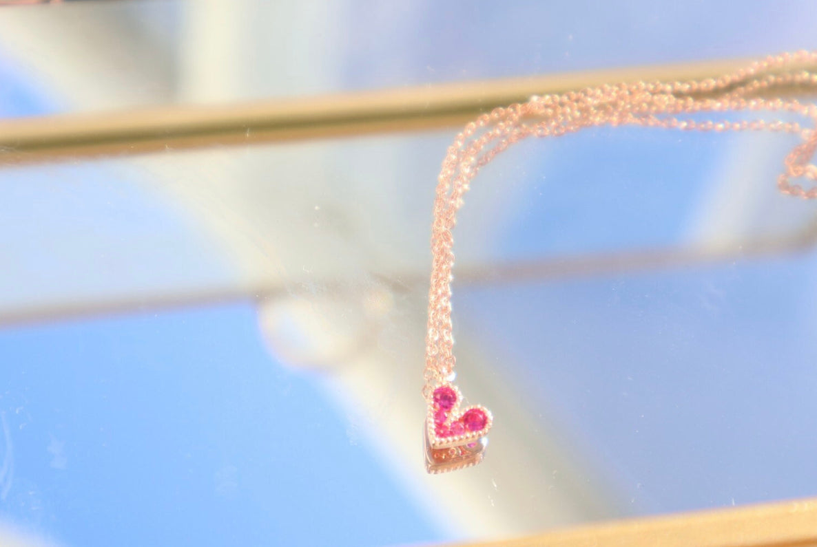 Cubic Zircon Heart necklace Rose Gold