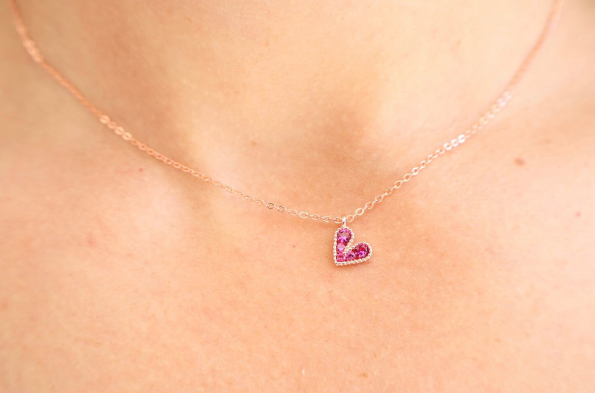 Cubic Zircon Heart necklace Rose Gold