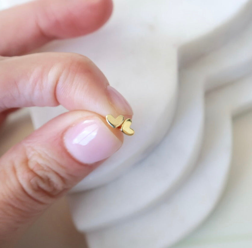 Tiny Gold Heart Earrings