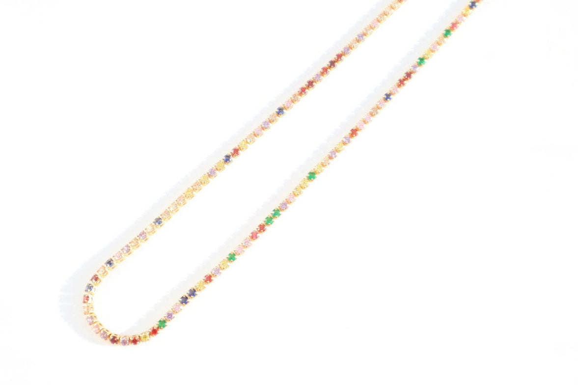 Multicolor Tennis Necklace Zirconia Stones
