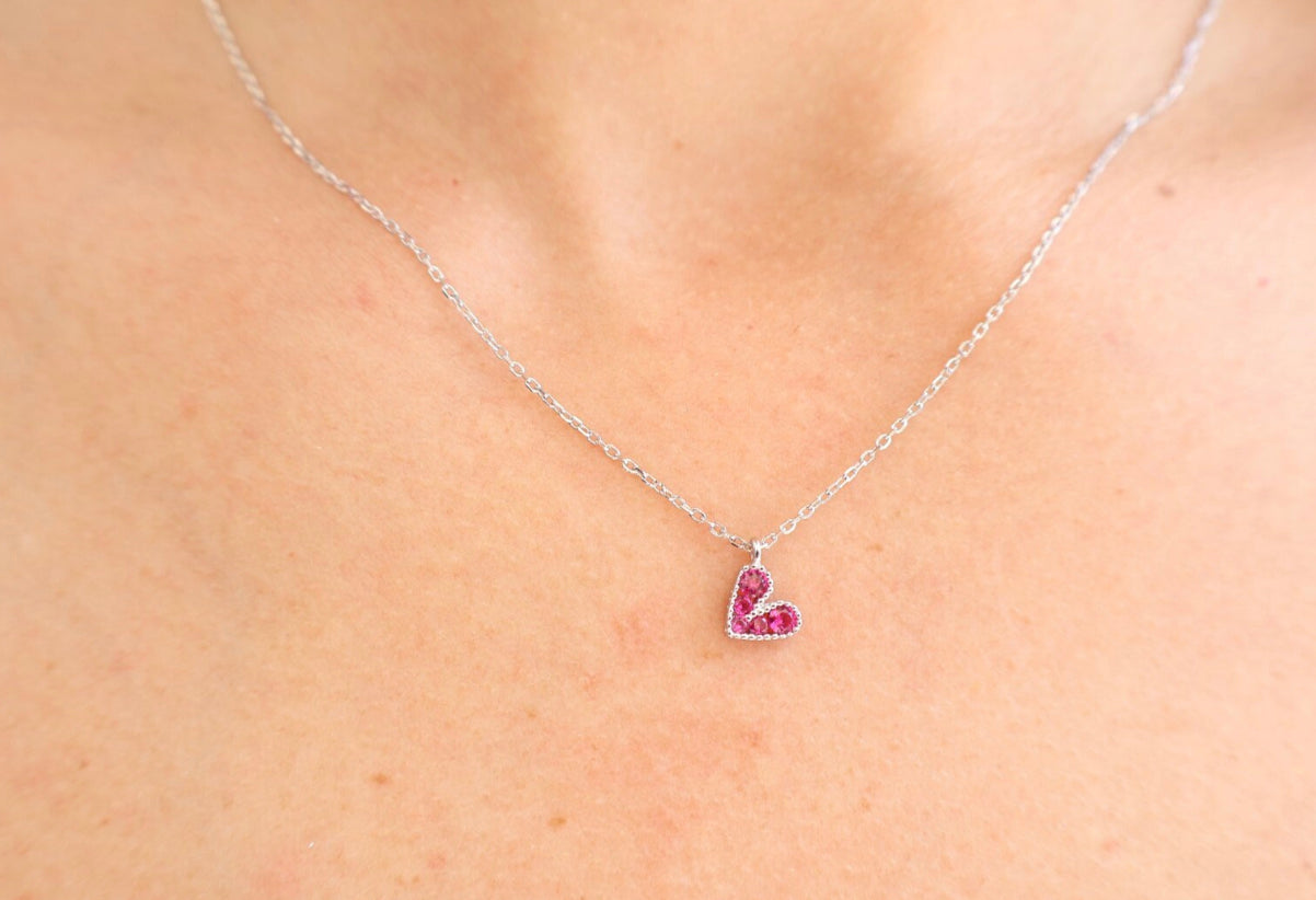 Cubic Zircon Heart necklace Stainless Steel