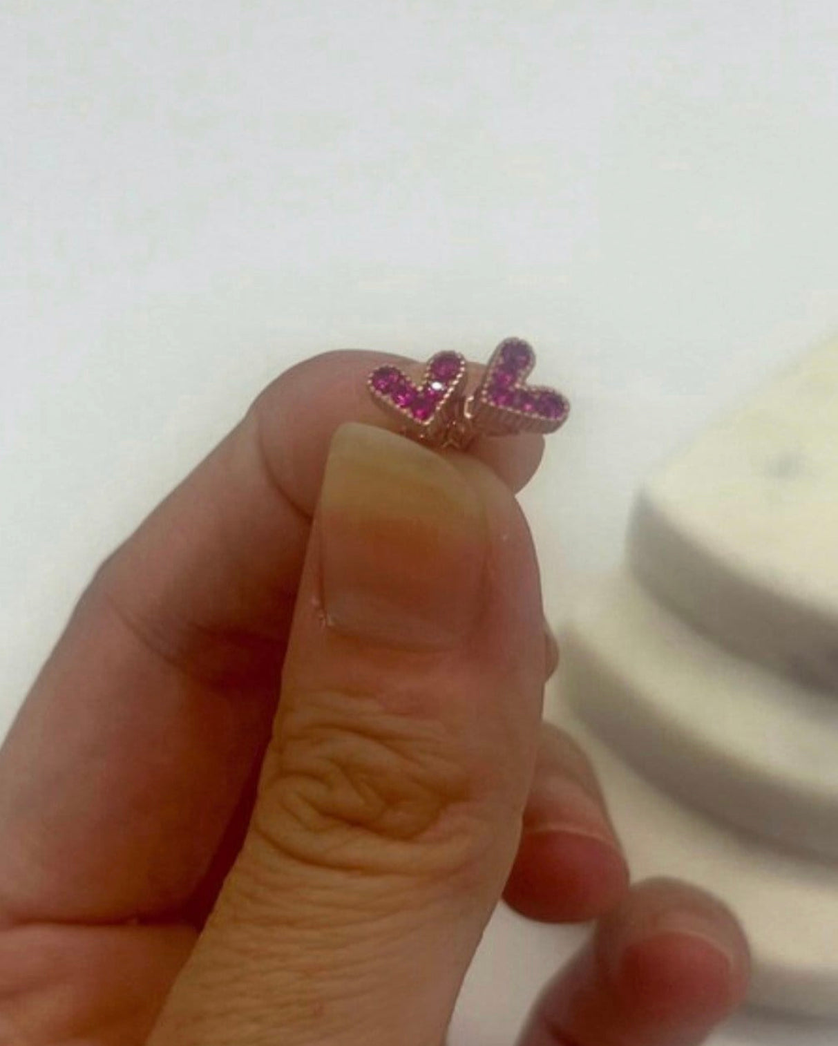 Tiny Zirconia Heart stud earrings in Rose gold