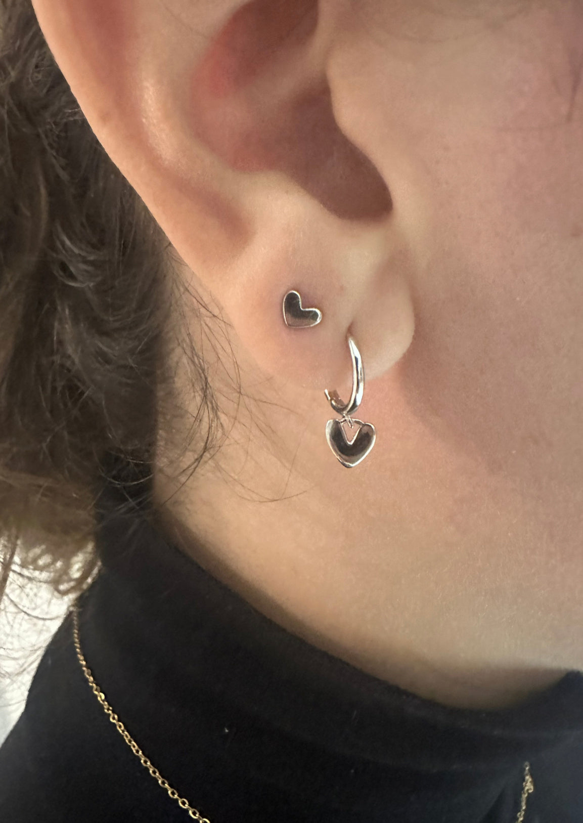 Tiny Silver Heart Earrings