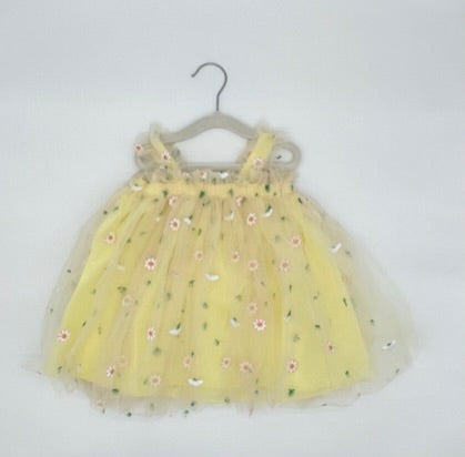 Yellow Tulle Dress with Florals