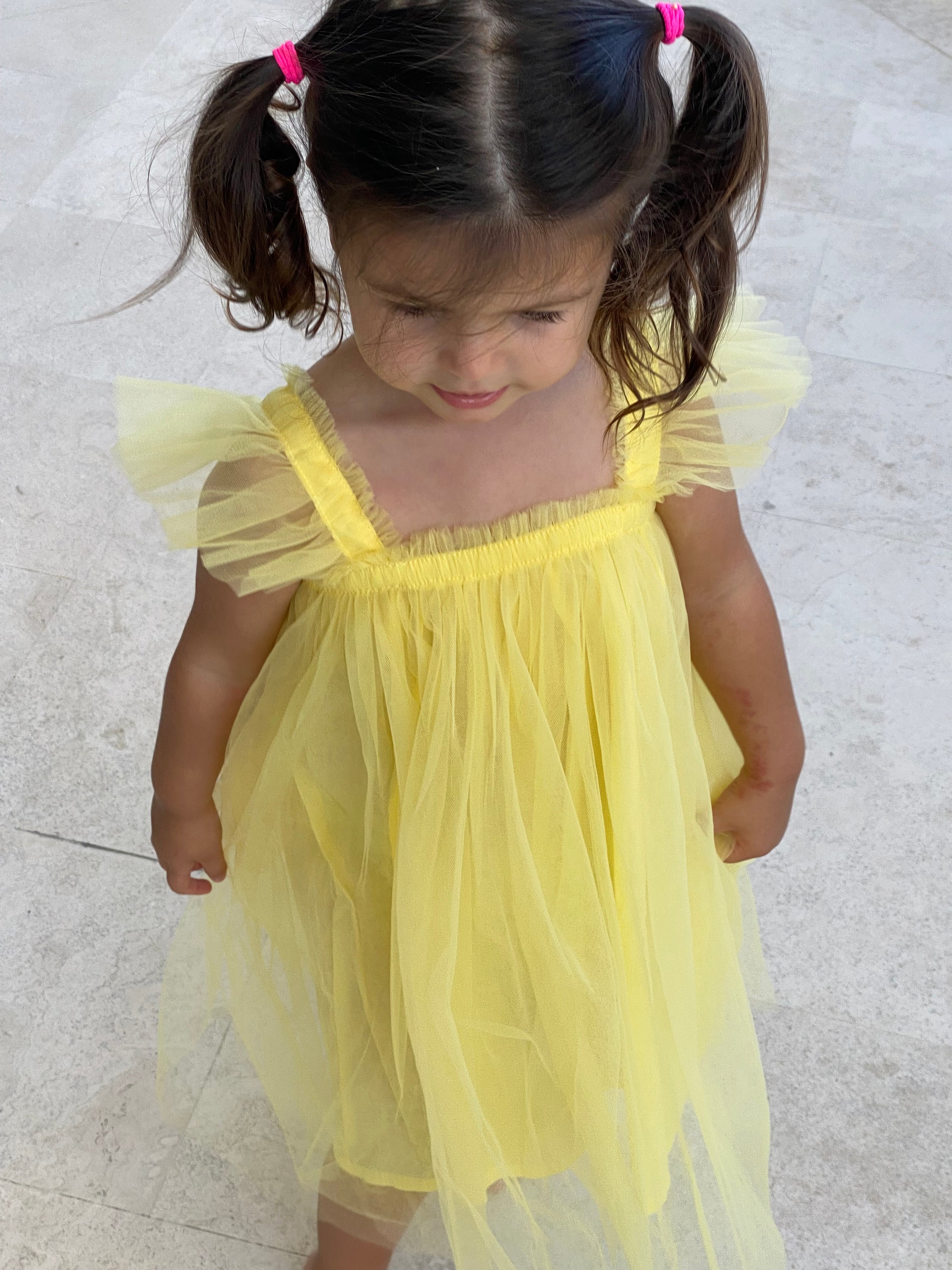 Yellow Dress with Ruffle Sleeves