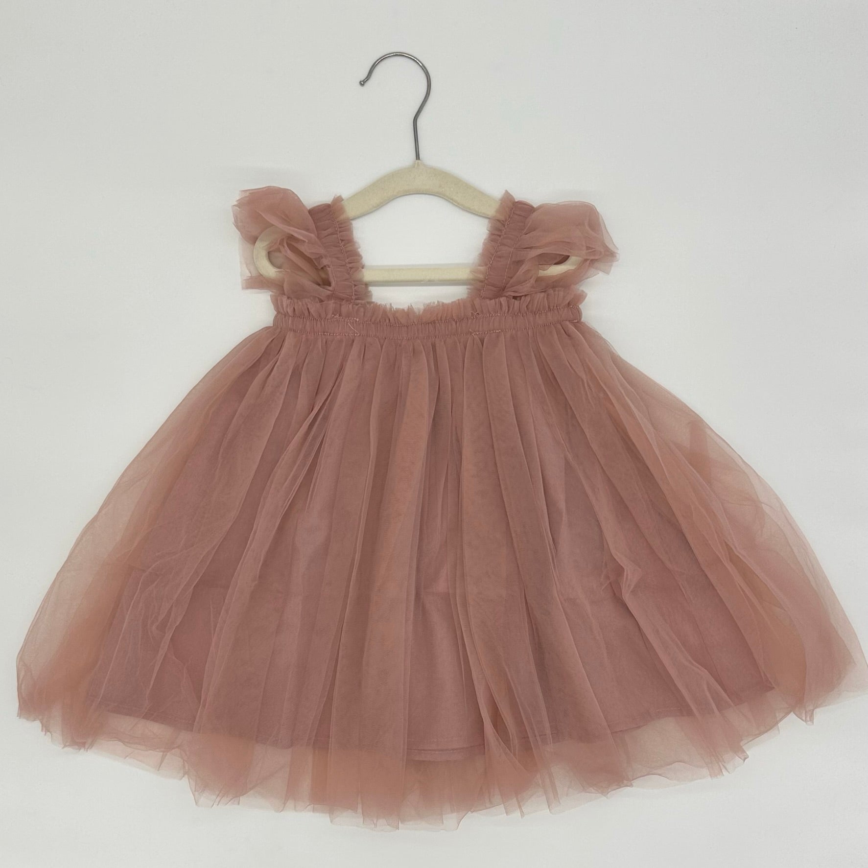Plain Mauve Ruffle Princess Tulle Dress
