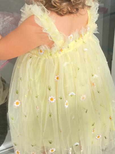 Yellow Tulle Dress with Florals