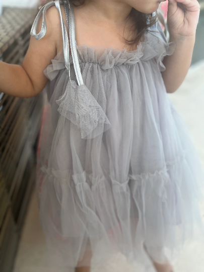 Two Layers Grey Tulle Dress Toddler
