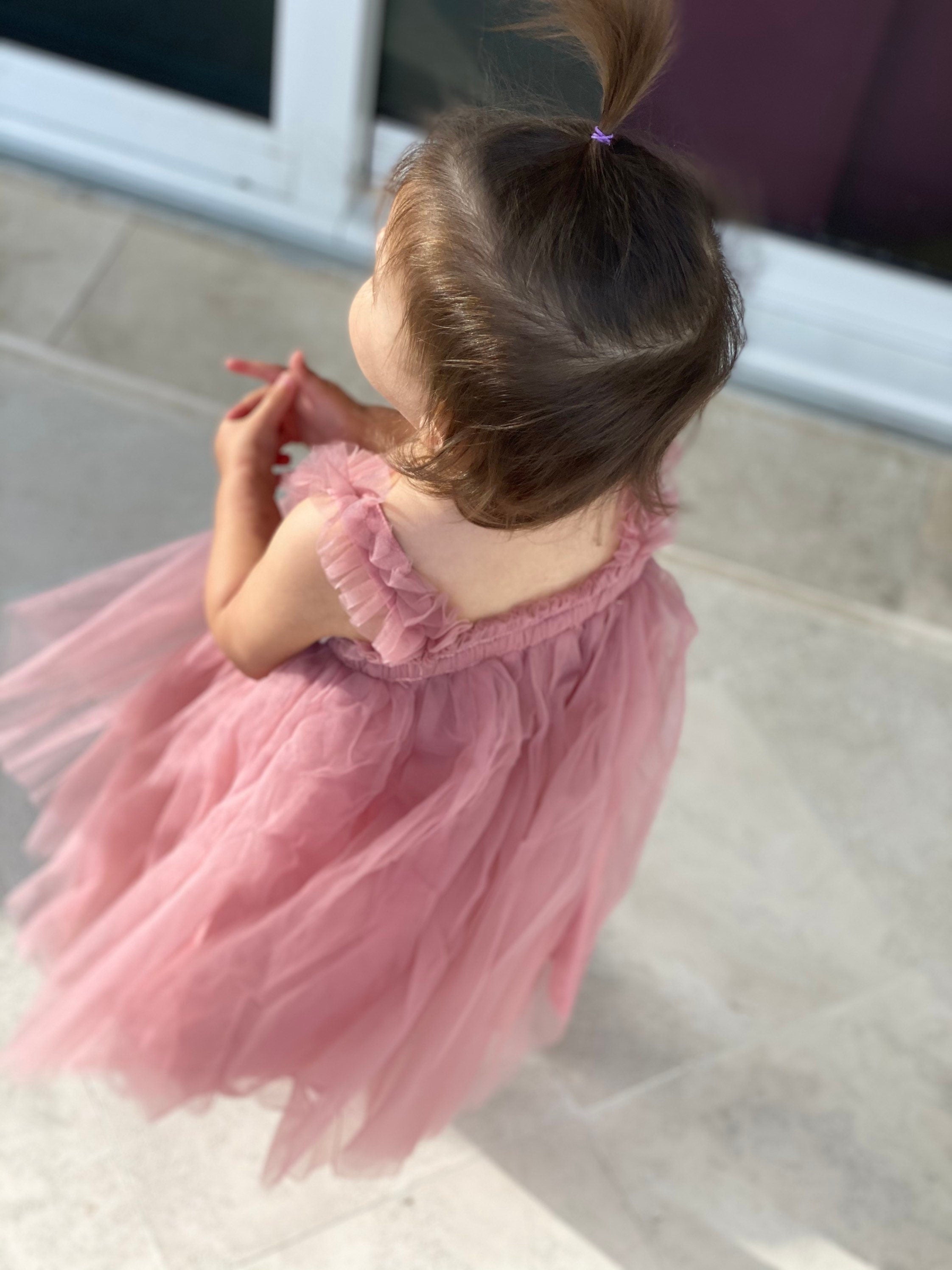 Plain Dusty Pink Tulle Birthday Dress