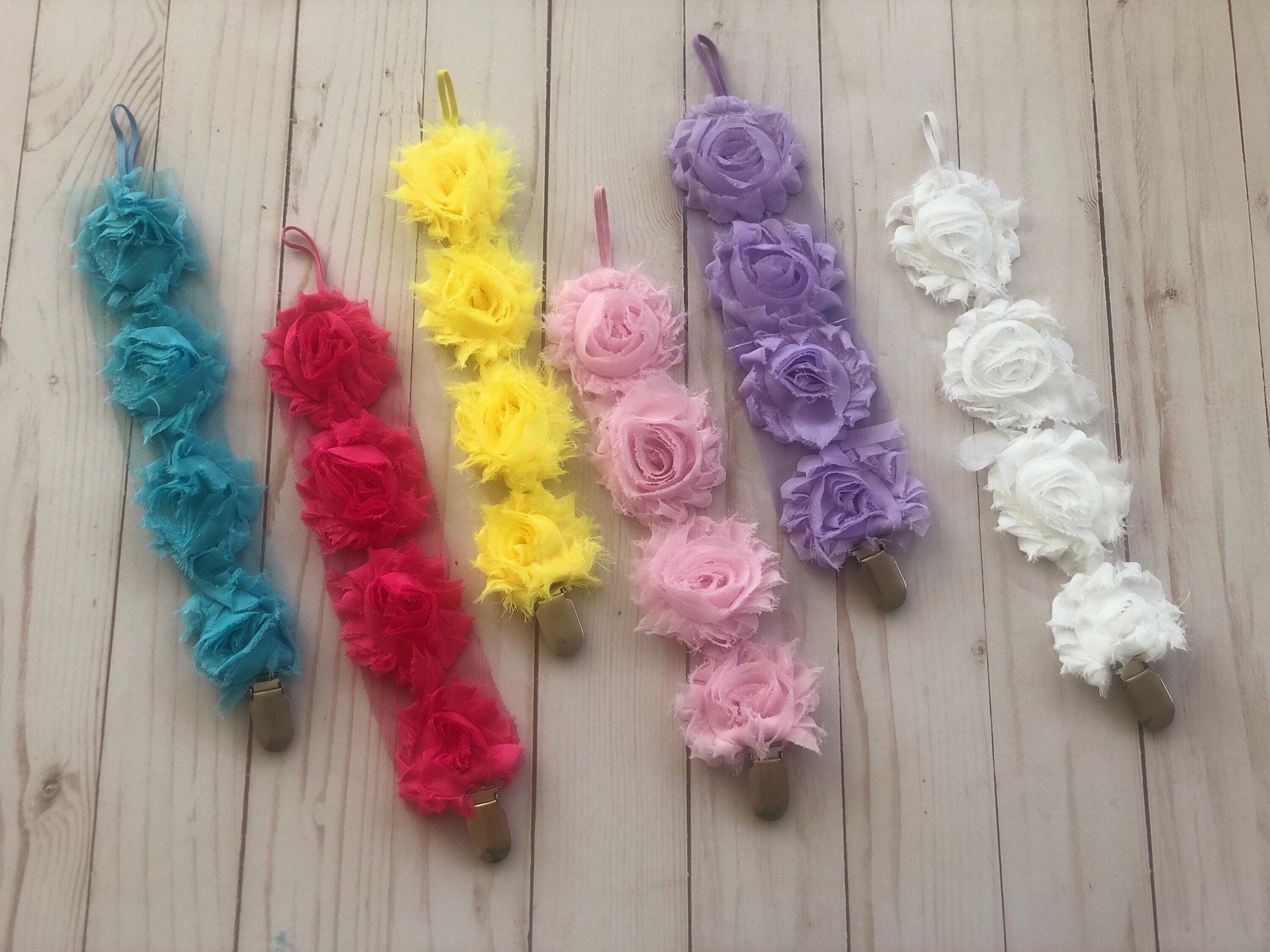 Floral Mesh Pacifier Clips
