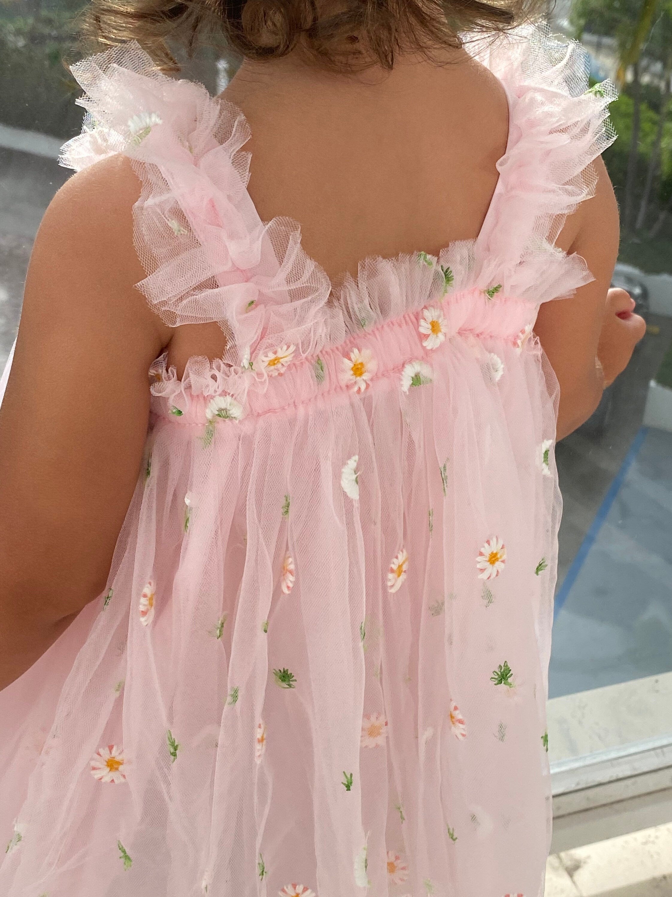 Baby Pink Flower Tulle Dress