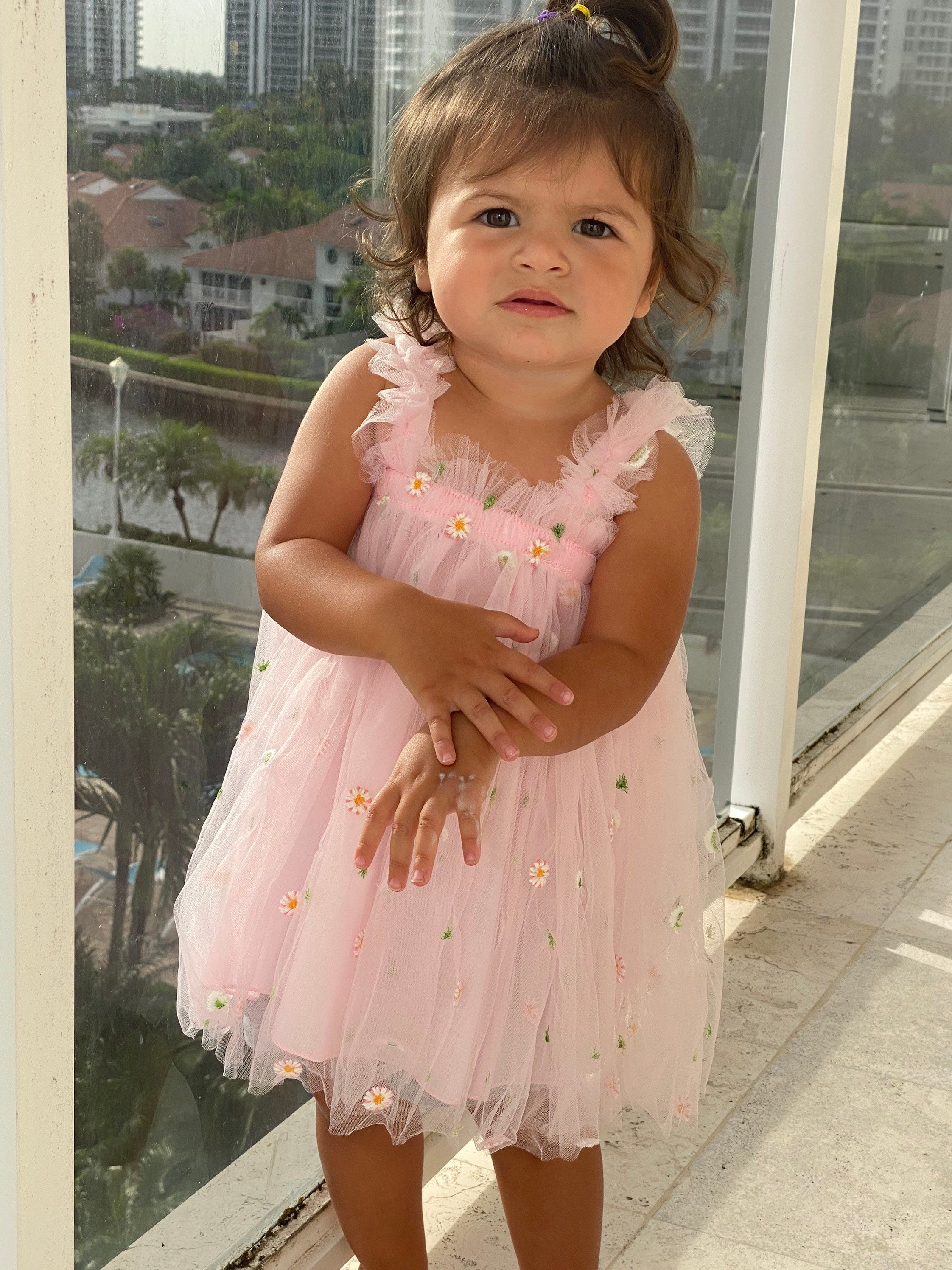 Baby Pink Flower Tulle Dress
