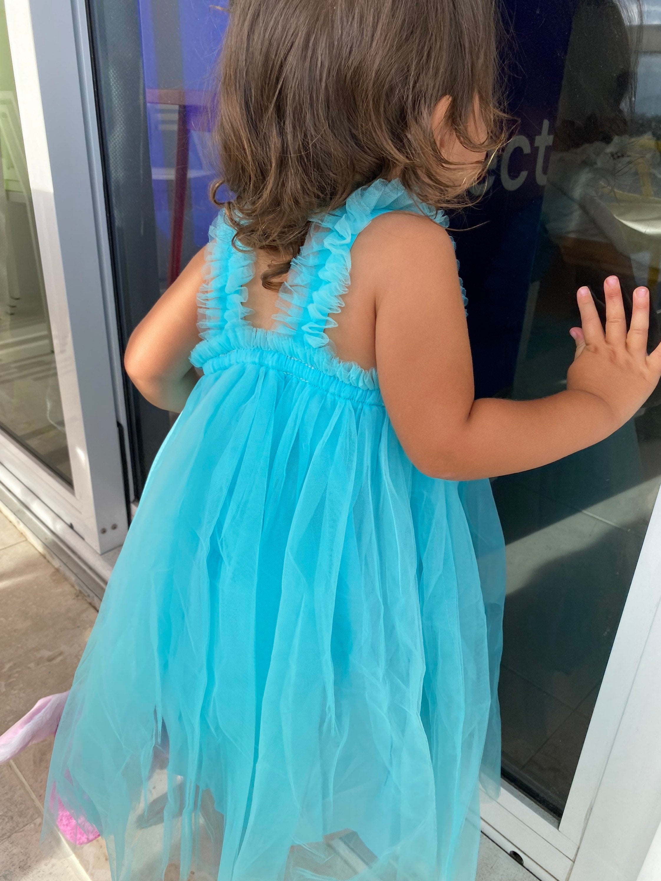 Plain Turquoise Baby Tulle Dress