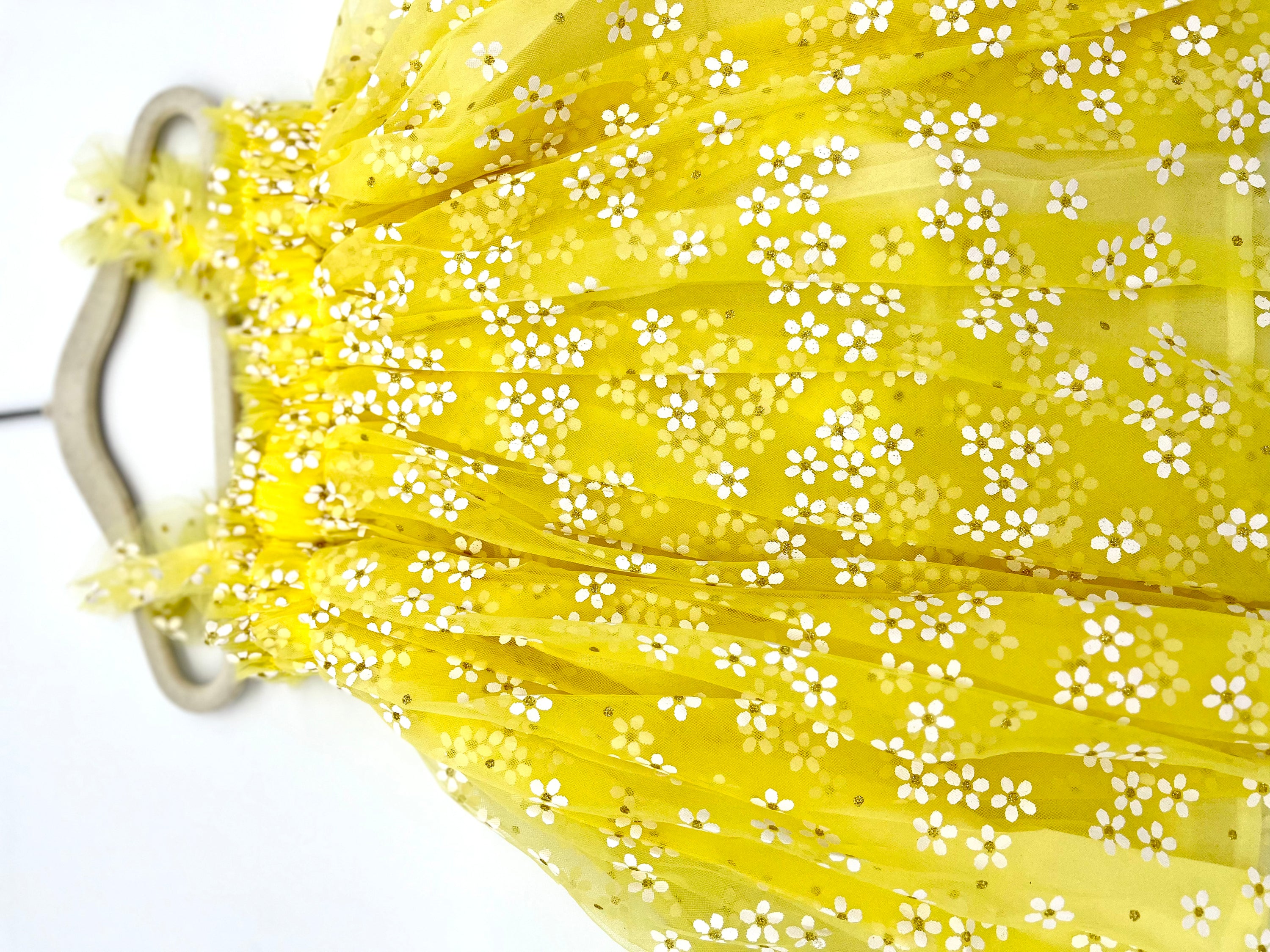 Baby Yellow Tulle Dress with Golden Daisy